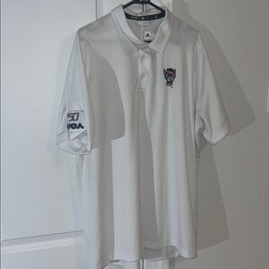 Adidas NC State Wolfpack Football team golf Polo shirt XL AFCA Coaches Patch